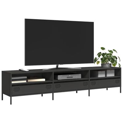 vidaXL TV skrinka čierna 202x39x43,5 cm oceľ valcovaná za studena