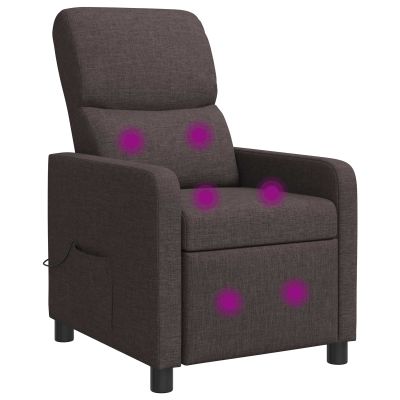 vidaXL Masážne relaxačné kreslo Tmavohnedá Látka