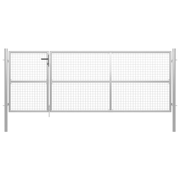 vidaXL Záhradná brána, oceľ 350x125 cm, strieborná