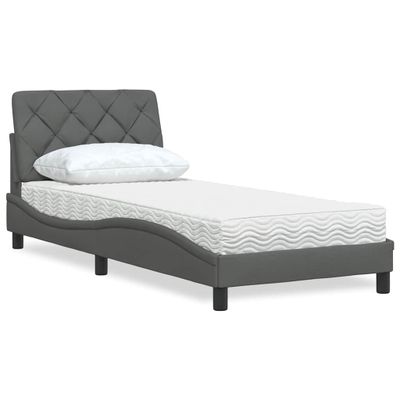 vidaXL Posteľ s matracom tmavosivá 90x200 cm látka
