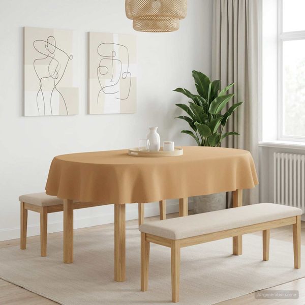 vidaXL Uterák na stôl Oválny Béžová 130 x 220 cm Polyester