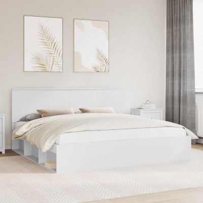 vidaXL Rám postele Biela 200 x 200 cm Masívne borovicové drevo