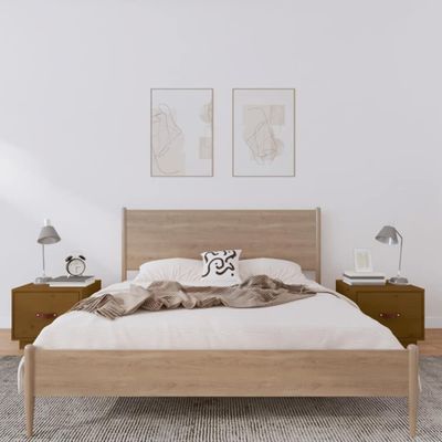 vidaXL Nočné stolíky 2 ks medovo-hnedé 40x34x35 cm borovicové drevo