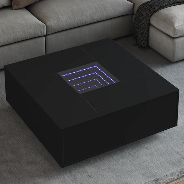 vidaXL Konferenčný stolík s nekonečnými LED čierny 100x100x40 cm