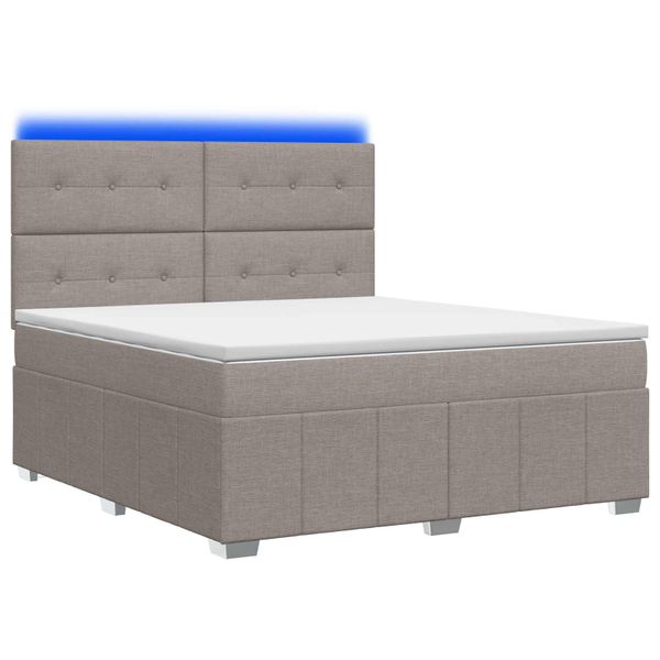 vidaXL LED boxspring posteľ s matracom Sivohnedá 160 x 200 cm Látka