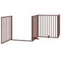 vidaXL Psia brána s dvierkami, skladacia, 4 panely, hnedá, 320 cm, topoľové drevo