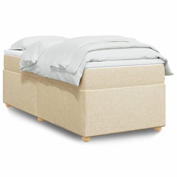 vidaXL Posteľný rám boxsping s matracom krémový 80x200 cm látka