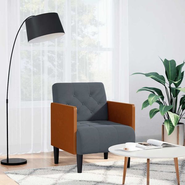 vidaXL Rozkladacia pohovka s podrúčkami, tmavosivá, 55 cm, zamatová