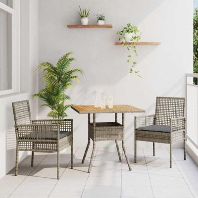 vidaXL Záhradný jedálenský set 3 pcs Sivá polyratan