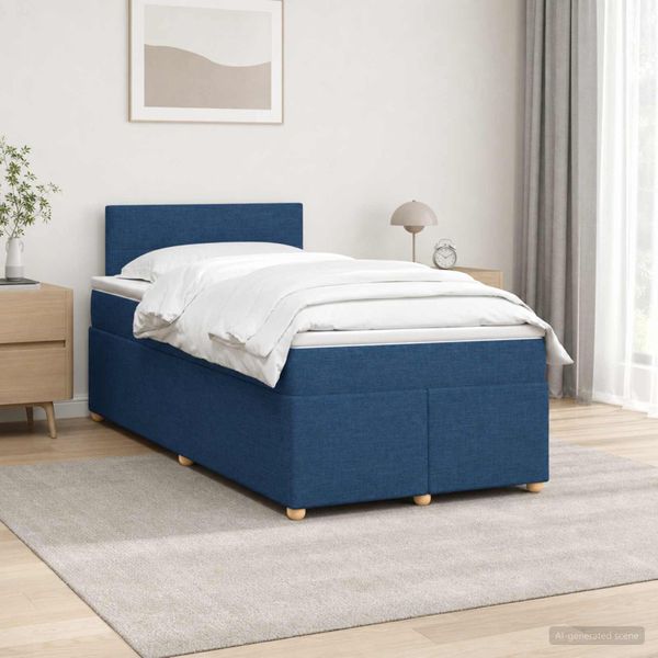 vidaXL Posteľ boxspring s matracom Modrá 120 x 200 cm Látka