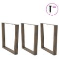 vidaXL Nohy k jedálenskému stolu v tvare V, 3 ks, prírodná oceľ, 90 x (72-73,3) cm, oceľ