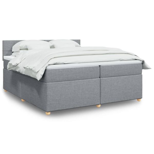 vidaXL Posteľný rám boxsping s matracom bledosivý 200x200 cm látka