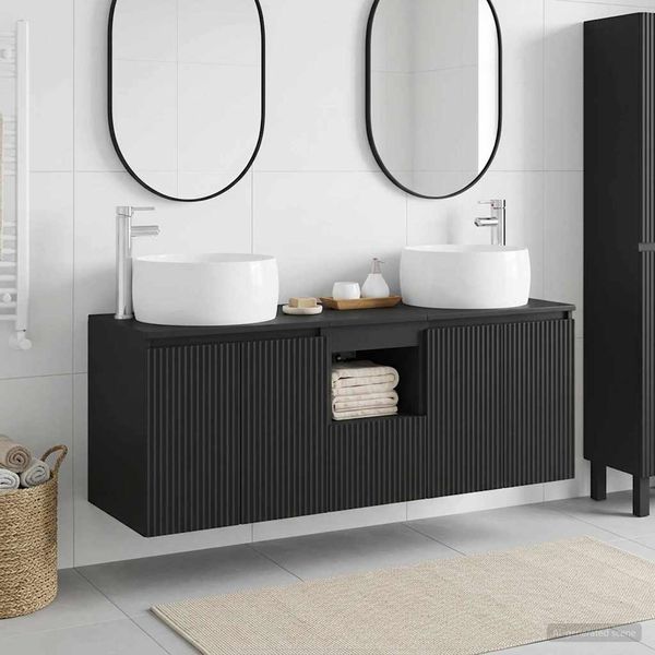 vidaXL Set kabinetov do kúpeľne 3 ks Čierna 49,5 x 44,5 x 66 cm