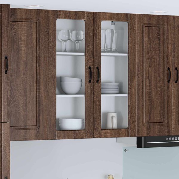 vidaXL Nástenný sklenený kabinet LUCCA Hnedý dub 80 x 31 x 100 cm