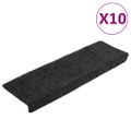 vidaXL Schodové rohože, samolepiace, 10 ks, 65x21x4 cm, tmavosivé, s obdĺžnikovým okrajom