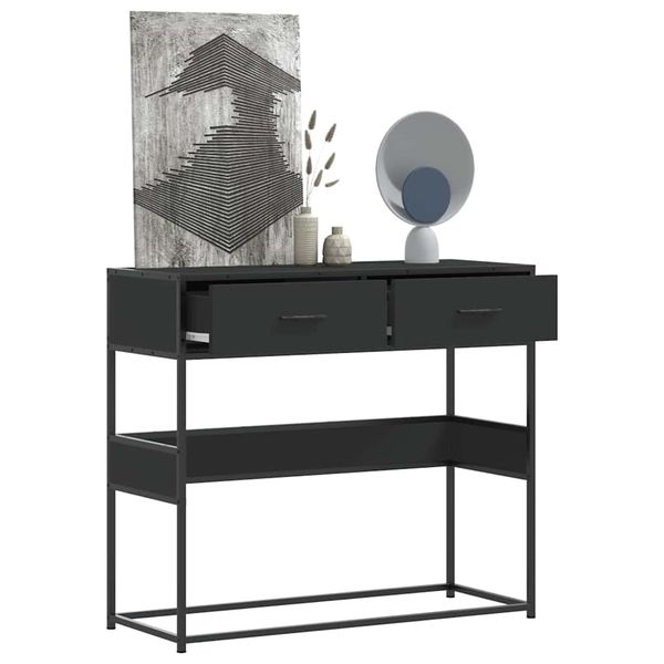 vidaXL Konzolový stolík čierna 90x35x80 cm kompozitné drevo