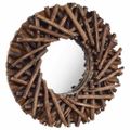 vidaXL Nástenné zrkadlo 40 cm teakové drevo okrúhle