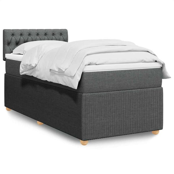 vidaXL Boxspring posteľ s matracom tmavosivá 90x200 cm látka