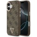 Guess Case Magsafe 4G PU kožené puzdro s trojuholníkovým logom a zlatým kovovým rámom fotoaparátu pre iPhone 17 Čierna