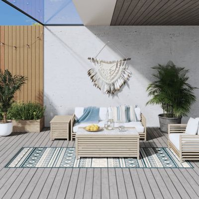 vidaXL Vonkajší koberec aqua a biely 80x250 cm obojstranný dizajn