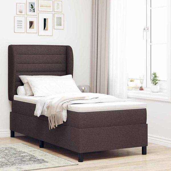 vidaXL Posteľ s pružinovým rámom Tmavo hnedá 90 x 200 cm látka