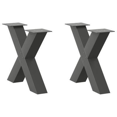 vidaXL Nohy konferenčného stolíka v tvare X, 2 ks, antracitové, 60 x (42-43) cm, oceľ