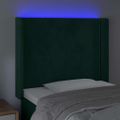 vidaXL Čelo postele s LED tmavozelené 83x16x118/128 cm zamat