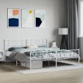 vidaXL Kovový rám postele s čelom a podnožkou biely 180x200 cm