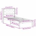vidaXL Rám postele Sivohnedá 90 x 200 cm Masívne borovicové drevo