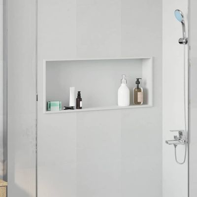 vidaXL Sprchový výklenok Biela 75 x 30 x 9,5 cm Nerezová oceľ