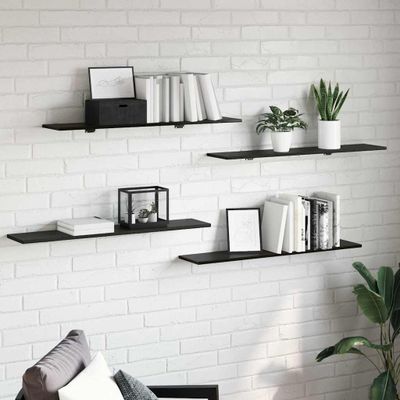 vidaXL Polica na knihy 4 pcs Čierny 100 x 20 x 1,5 cm Kompozitné drevo