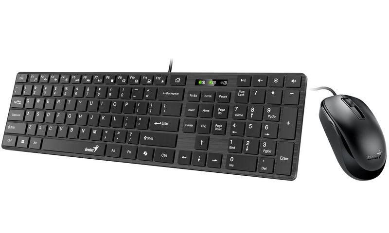 POŠKOZENÝ OBAL - GENIUS Slimstar C126/ Drátový set/ Copilot/ USB/ černá/ CZ+SK layout Set klávesnice a myši, drátový, CZ+SK layout, USB, Copilot klávesa, cerný – POŠKOZENÝ OBAL