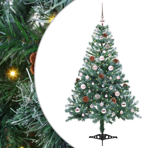 vidaXL Umelý vianočný stromček s 150 LED-i Zelená 150 cm PVC a oceľ