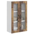 vidaXL Nástenný sklenený kabinet PORTO Staré drevo 60 x 31 x 100 cm