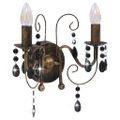 vidaXL Nástenná lampa s korálkami starožitná čierna 2 x žiarovka E14