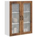 vidaXL Nástenný sklenený kabinet PORTO Staré drevo 80 x 31 x 100 cm