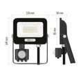 LED reflektor GLARO s pohybovým čidlom, 20 W, čierny, IP54, 2000 lm, neutrálna biela