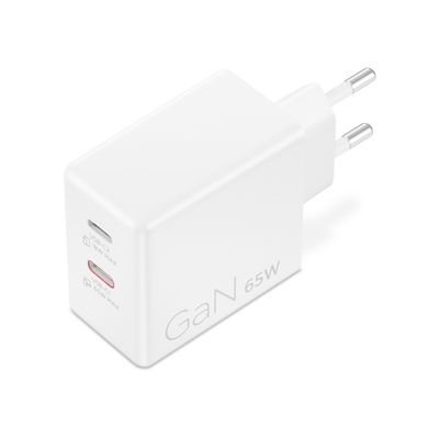 Lenovo Dual USB-C 65W GaN Charger, biela