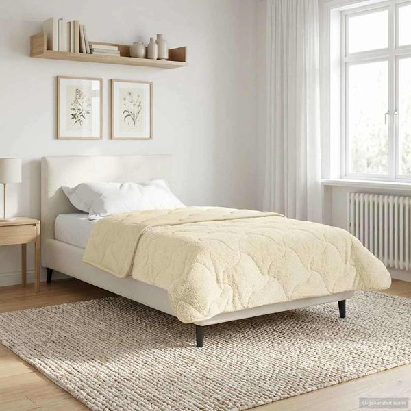 vidaXL Zimný prehoz Krémová 140 x 200 cm Mikrofáza a Teddy fleece