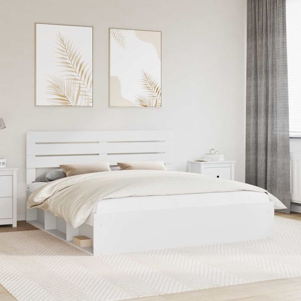 vidaXL Rám postele Biela 180 x 200 cm Masívne borovicové drevo