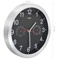 vidaXL Nástenné hodiny Quartz s vlhkometrom a teplomerom čierne 30cm
