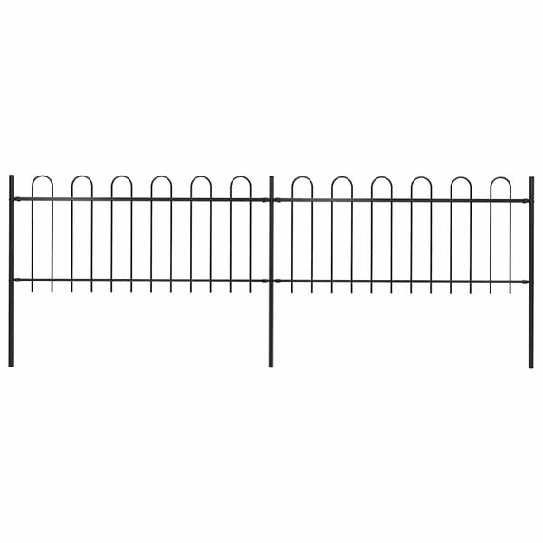 vidaXL Záhradný plot s oblúkom navrchu, oceľový 359x80 cm, čierny