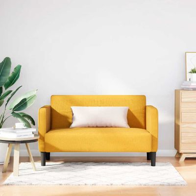 vidaXL Loveseat Pohovka svetlo žltá 109 cm manšestrová látka