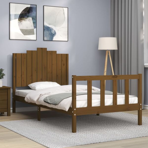 vidaXL Rám postele s čelom medovohnedý 100x200 cm masívne drevo