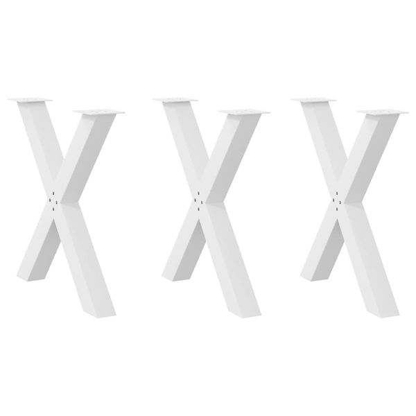 vidaXL Nohy k jedálenskému stolu v tvare X, 3 ks, biele, 80 x (72-73) cm, oceľové