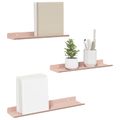 vidaXL Závesná polica 3 ks Ružová 40 x 9 x 2,5 cm Oceľ