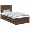 vidaXL Rám postele so zásuvkou Hnedý dub 75 x 190 cm Inžinierske drevo