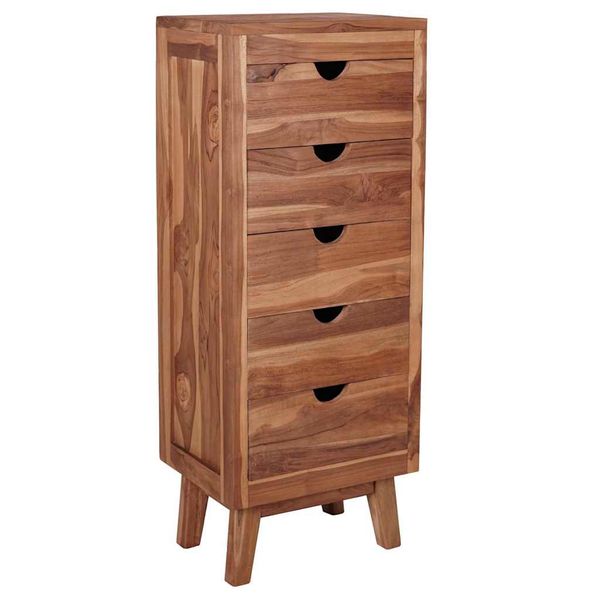 vidaXL Komoda s 5 zásuvkami 40x30x100 cm teakový masív