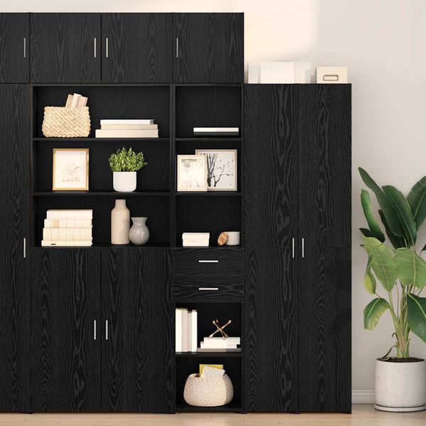 vidaXL Highboard Čierny dub 40 x 42,5 x 185 cm Kompozitné drevo
