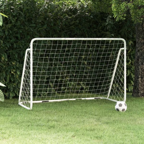 vidaXL Futbalová bránka so sieťou 180x90x120 cm oceľová biela